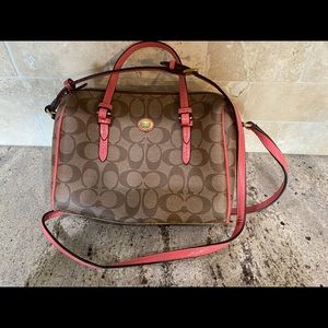 Coach Purse with Cross Body Straps in Coral